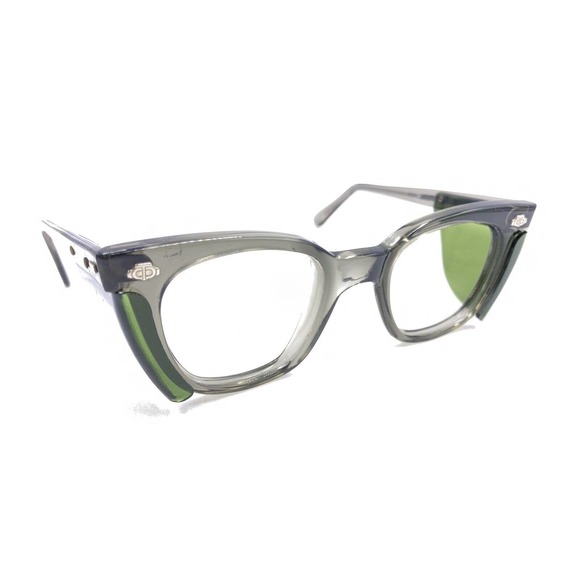 Titmus Z87 Vintage Retro Tart Style Smoke Gray Eyeglasses Frames Side Shields